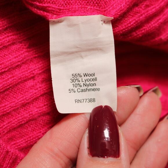 J Crew Cashmere Blend Cable Knit Sweater Pink V Neck Wool Soft Preppy Size M - Picture 7 of 9